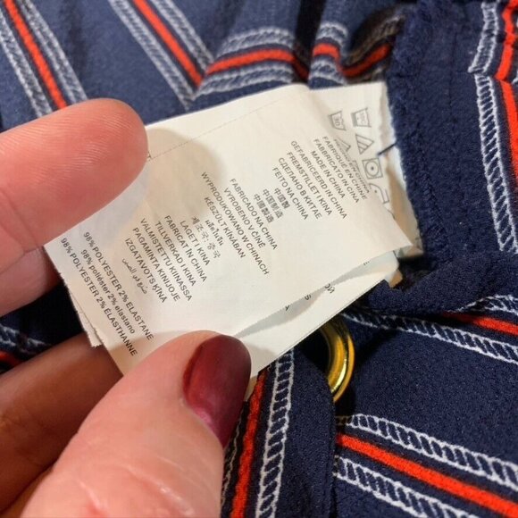 Michael Kors Womens Large Pants Blue Red Striped Relaxed Wide Leg Patriotic - Picture 6 of 12